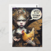 妖精が鶏に悩まされて私の黄金の卵を洗う ポストカード (正面/裏面)