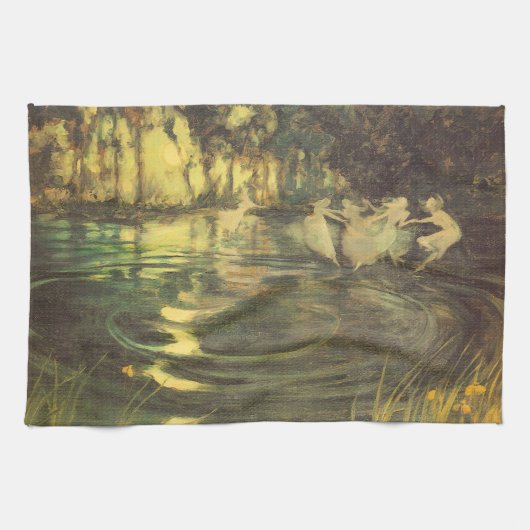 妖精たちがアーサー・ブラックによって舞うヴィンテージ・フェアリー・ダンス キッチンタオル (横)