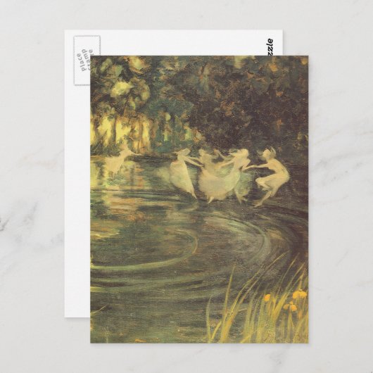 妖精たちがアーサー・ブラックによって舞うヴィンテージ・フェアリー・ダンス ポストカード (正面/裏面)