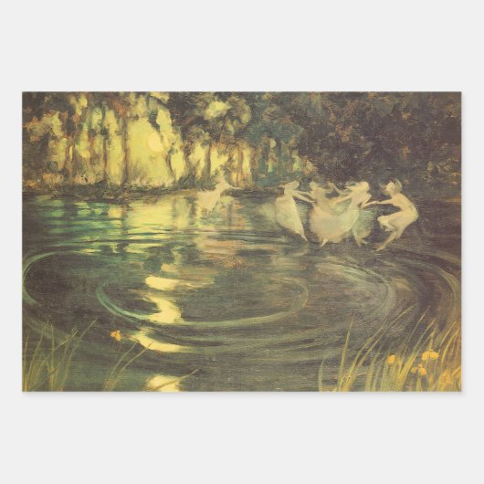 妖精たちがアーサー・ブラックによって舞うヴィンテージ・フェアリー・ダンス ラッピングペーパーシート (正面2)