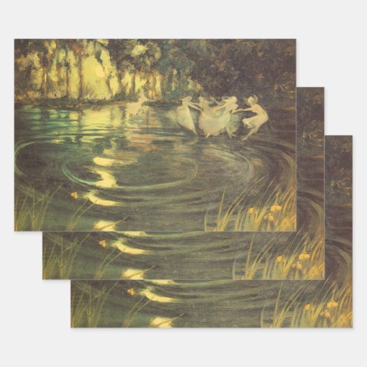 妖精たちがアーサー・ブラックによって舞うヴィンテージ・フェアリー・ダンス ラッピングペーパーシート (セット)