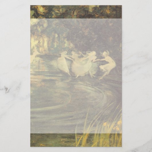妖精たちがアーサー・ブラックによって舞うヴィンテージ・フェアリー・ダンス 便箋 (正面)