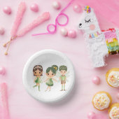 妖精たちが緑の紙鉢を身に着けて ペーパーボウル (パーティー)