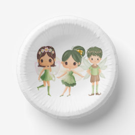 妖精たちが緑の紙鉢を身に着けて ペーパーボウル