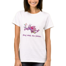 妖精たちと一緒の女性用Tシャツ