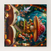 妖精たちのいる、魅惑的な森の風景 ジグソーパズル (横)