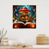 妖精たちのいる、魅惑的な森の風景 ポスター (キッチン)