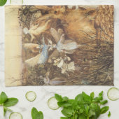 妖精たちの間でウサギ、ヴィンテージの童話 キッチンタオル (折り畳み)