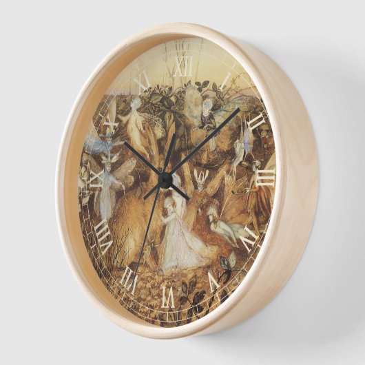 妖精たちの間でウサギ、ヴィンテージ フェアリー テイルズ 壁時計 (傾斜)