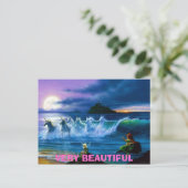 妖精たちは、人魚と一角獣(ユニコーン)で、とてもきれいです。 ポストカード (スタンド正面)