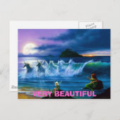 妖精たちは、人魚と一角獣(ユニコーン)で、とてもきれいです。 ポストカード (正面/裏面)