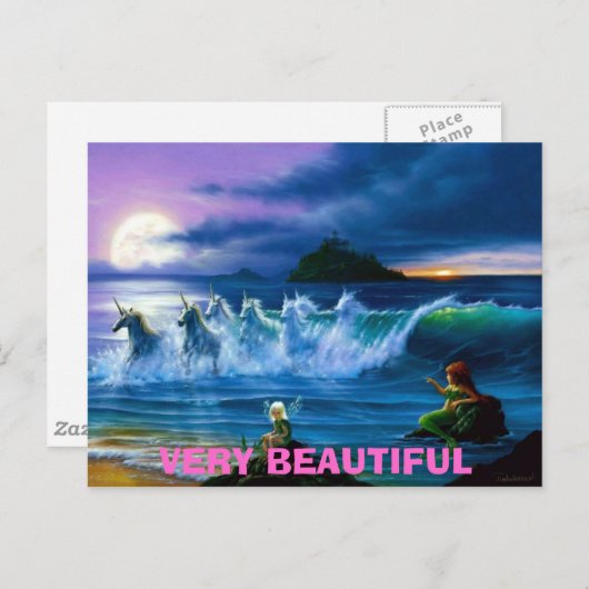 妖精たちは、人魚と一角獣（ユニコーン）で、とてもきれいです。 ポストカード (正面/裏面)