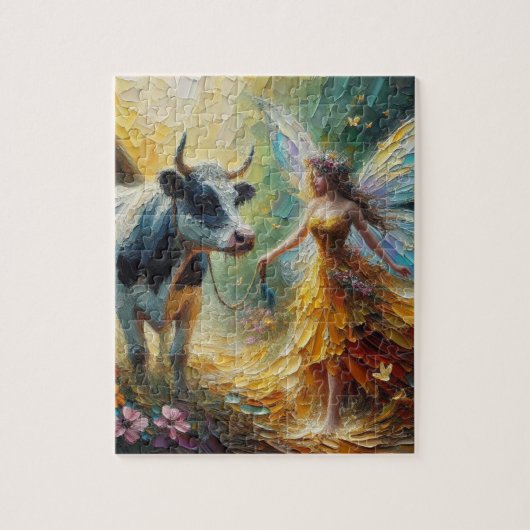 妖精とその牛 ジグソーパズル (縦)