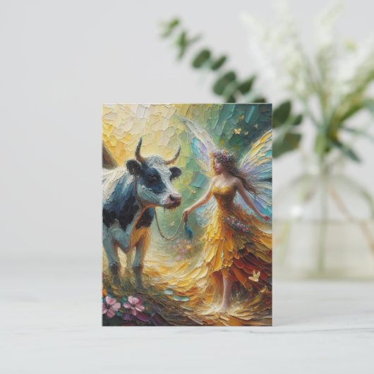 妖精とその牛 ポストカード (スタンド正面)
