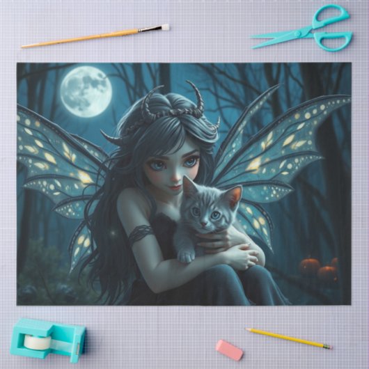 妖精とその猫 薄葉紙 (クラフト)