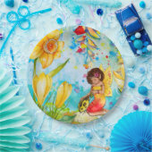 妖精とイエローレディバグバースデーパーティープレート ペーパープレート (パーティー)