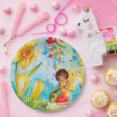 妖精とイエローレディバグバースデーパーティープレート ペーパープレート (パーティー)