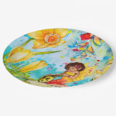 妖精とイエローレディバグバースデーパーティープレート ペーパープレート (アングル)