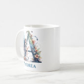 妖精とイニシャルAのモノグラムネーム入りデザイン コーヒーマグカップ (正面左)