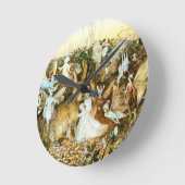 妖精とウサギ ラウンド壁時計 (傾斜)