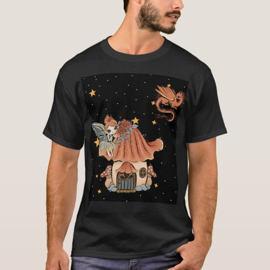 妖精とキノコの家 Tシャツ (正面)