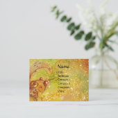 妖精とグリフィンファンタジー水色イエロー 名刺 (スタンド正面)