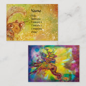 妖精とグリフィンファンタジー水色イエロー 名刺 (正面/裏面)