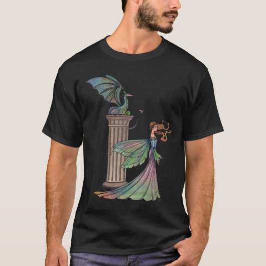 妖精とドラゴンの幻想芸術Tシャツ Tシャツ (正面)