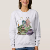 妖精とドラゴンの本と紅茶の友情 スウェットシャツ (正面)