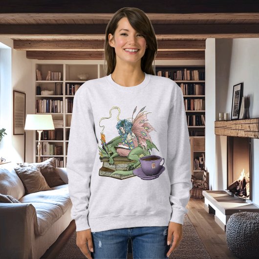 妖精とドラゴンの本と紅茶の友情 スウェットシャツ