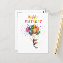 妖精とバルーンのカラフルハッピーバースデー