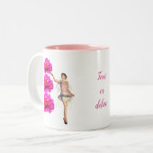 妖精とピンクの《植物》百日草の花パーソナライズされた ツートーンマグカップ (正面左)