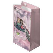 妖精とフクロウのお洒落ファンタジーアート スモールペーパーバッグ (正面アングル)