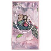 妖精とフクロウのお洒落ファンタジーアート スモールペーパーバッグ (正面)