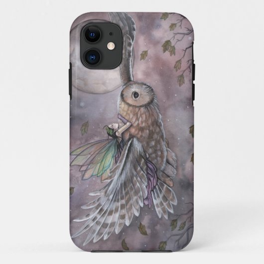 妖精とフクロウのファンタジーアートiPhoneケース Case-Mate iPhoneケース (裏面)