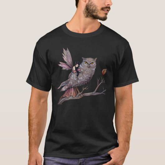 妖精とフクロウTシャツ Tシャツ (正面)