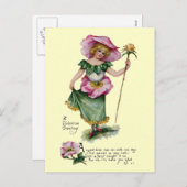 妖精とブリアバラヴィンテージバレンタイン シーズンポストカード (正面/裏面)