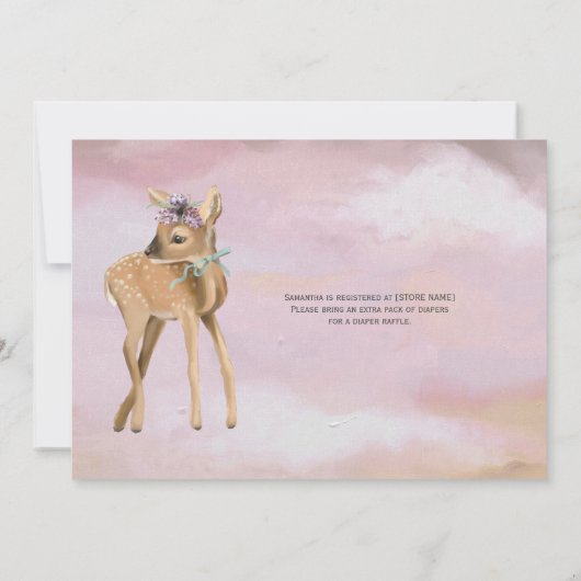 妖精とベビーアニマルウッドランドベビーシャワー 招待状 (裏面)