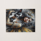 妖精とボストンのテリア犬ピー ジグソーパズル (横)