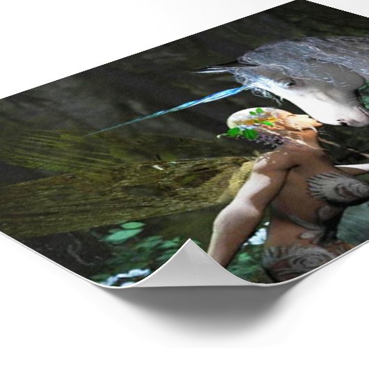 妖精とユニコーンのファンタジーポスターとして10.90 ポスター (角)