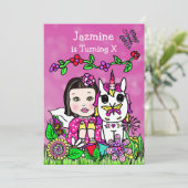 妖精とユニコーンの誕生日招待状 招待状 (スタンド正面)