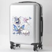 妖精とユニコーンスターズムーンファンタジーアートステッカー シール (スーツケース)