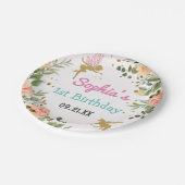 妖精とユニコーンフローラ金ゴールドグリッター1st誕生日 ペーパープレート (アングル)