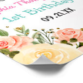 妖精とユニコーンフローラ金ゴールドグリッター1st誕生日 ポスター (角)