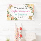 妖精とユニコーンフローラ金ゴールドグリッター1st誕生日 横断幕 (インサイチュ)
