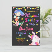 妖精とユニコーン誕生日の招待魔法パーティー 招待状 (スタンド正面)