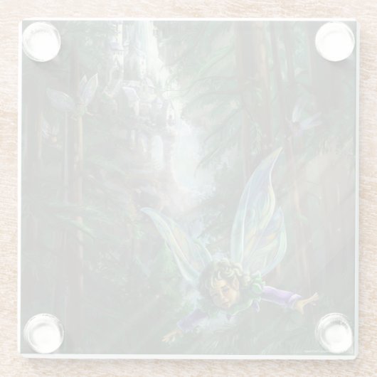 妖精とヨセミテ滝城 ガラスコースター (裏面)
