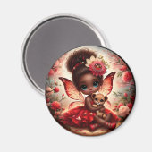 妖精とライオンの赤いマグネット マグネット (正面/裏面)