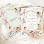 妖精とワイルドフラワーの花畑 ベビーシャワー 招待状