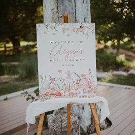 妖精とワイルドフラワーベイビーシャワー歓迎サイン ポスター